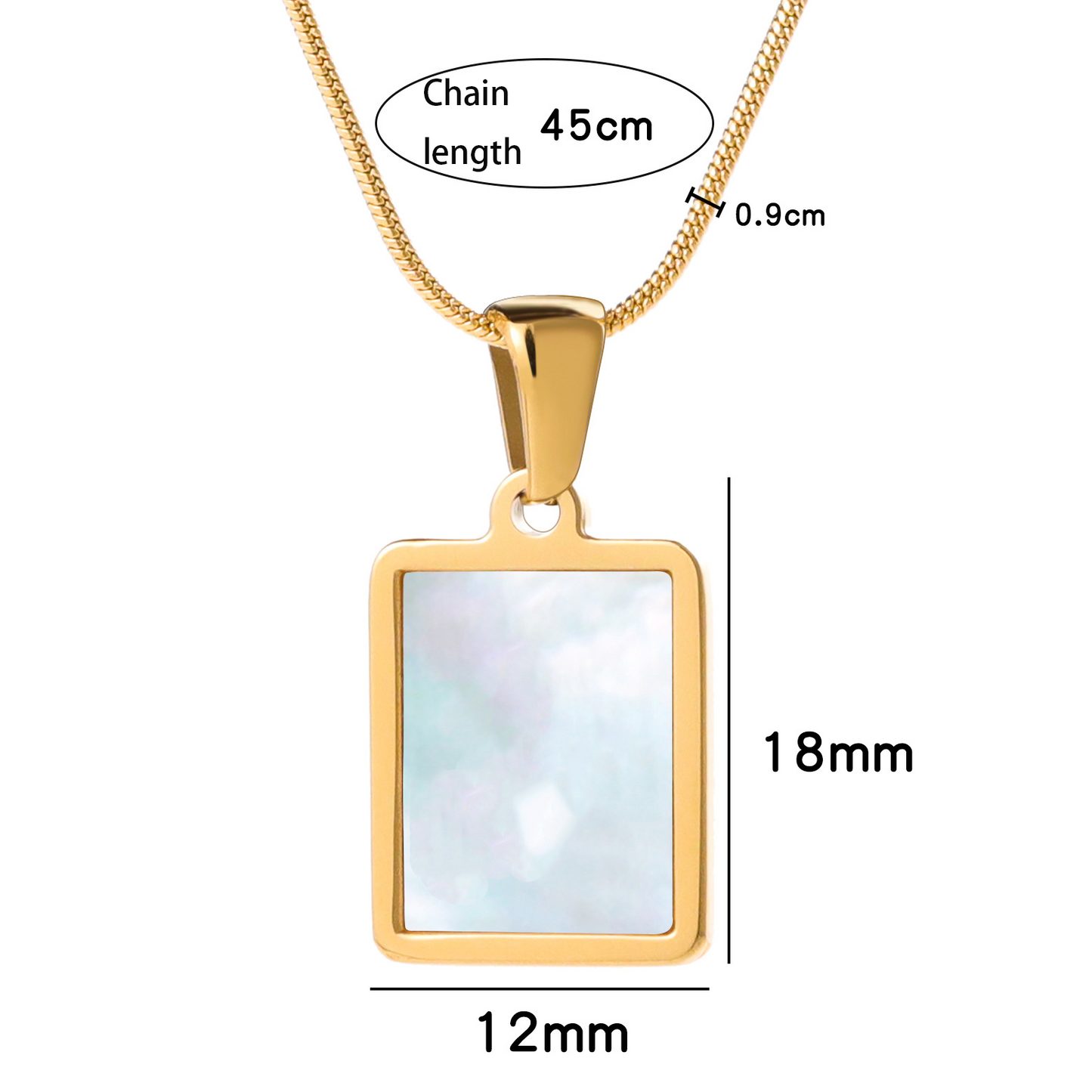 Square customized shell letter necklace Light luxury 18K titanium steel 26 letter clavicle chain